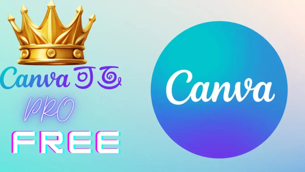 Canva pro for free with crown right of it canva logo