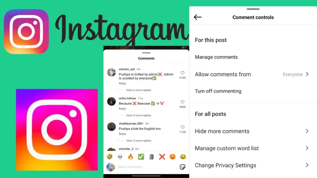 Manage comments on instagram
